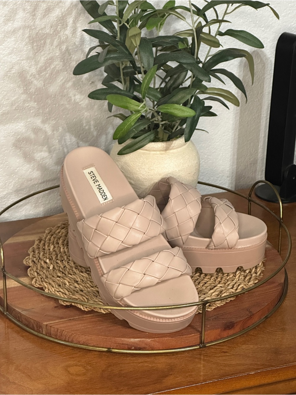 Steve Madden Blush Woven Platform Sandals